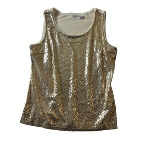 Isaac Mizrahi Gold Sequin Tank Top